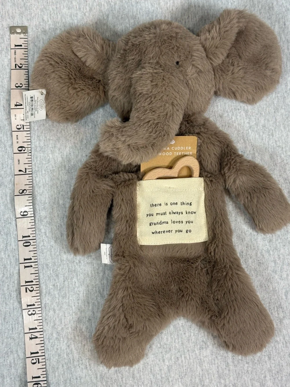 Mud Pie Grandma Cuddler Plush Elephant Teether New With Tags
